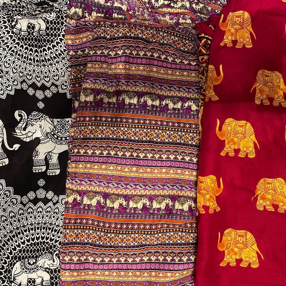 Purchased in Thailand: 3 Thai Elephant Print Wrap Skirts